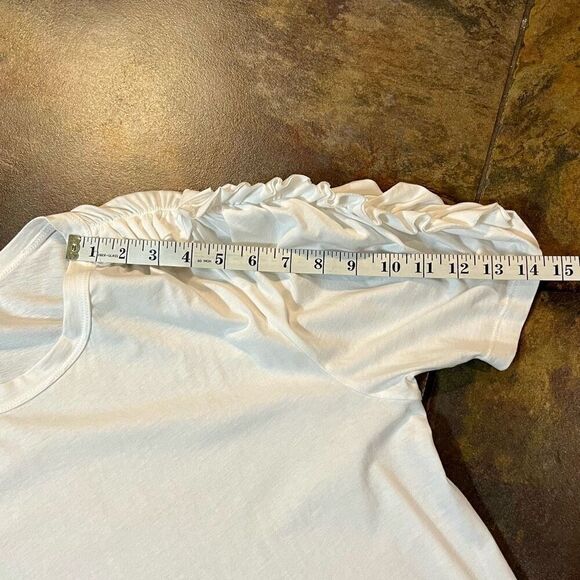 A.L.C. Puff Ruffle Sleeve White Tee Large - Picture 4 of 7